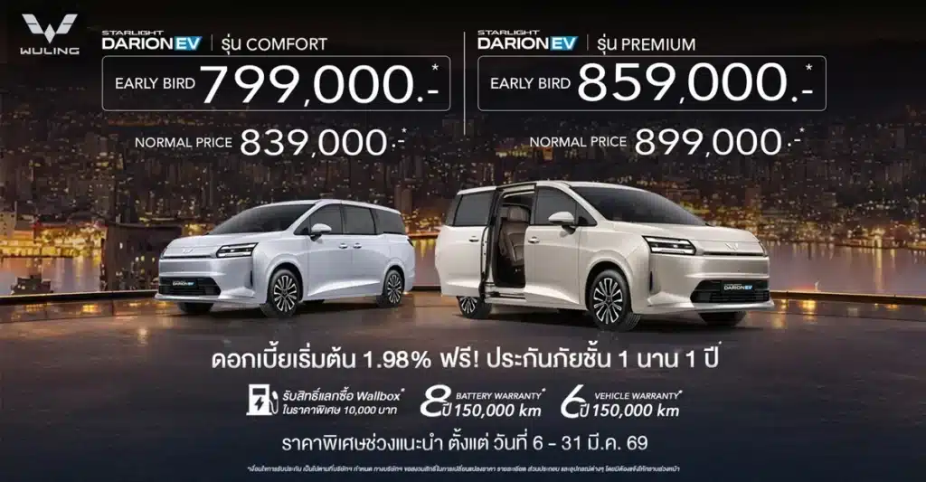 Wuling Starlight Darion EV ราคา สเปก